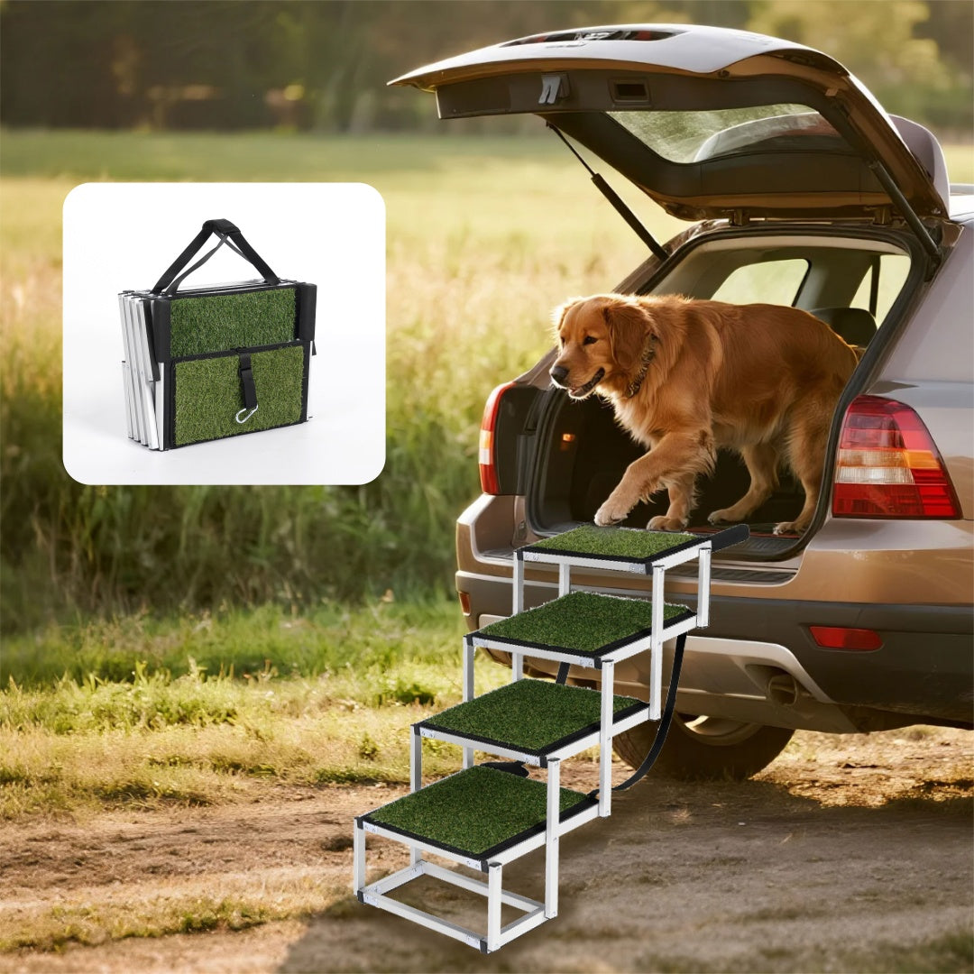 Foldable Dog Ramp For Cars, SUVs, Trucks, Portable Pet Dog Stairs For Large Dogs With Non-Slip Surface Reinforced Design, Lightweight Yet Sturdy Supports Up To 250lbs