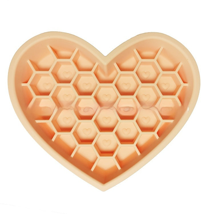 Honeycomb Heart-shaped Edible Silicon Easy To Clean And Durable Dog Bowl