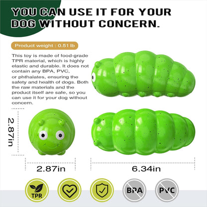 Dog Chew Toy, TPR Squeaky Bite Resistant Bug Shaped Interactive Training Indoor Outdoor Green Large Dogs All Breed Sizes