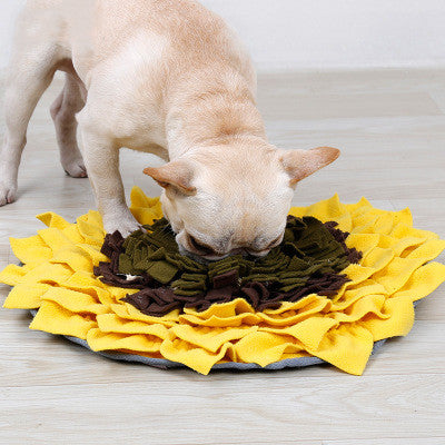 Pet sniffing pad Sunflower flower sniffing blanket Puzzle anti-mite food training dog yoga mat slow food dog bowl