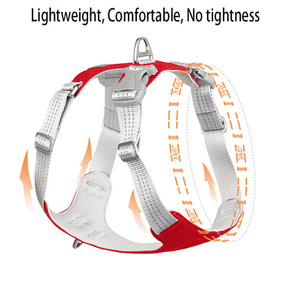 Breathable and reflective pet chest harness traction rope