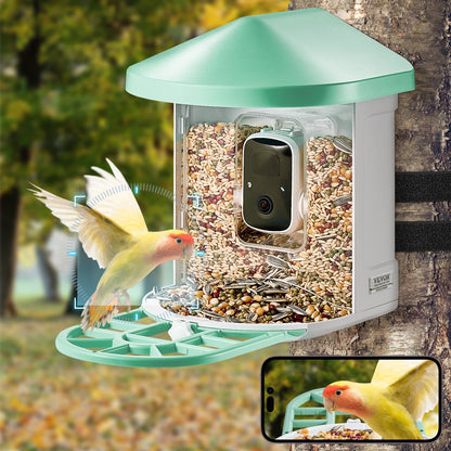 VEVOR Smart Bird Feeder With Camera 2K HD AI Identify Bird Species Auto Capture