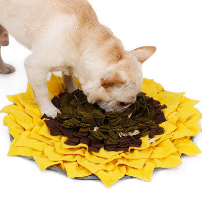 Pet sniffing pad Sunflower flower sniffing blanket Puzzle anti-mite food training dog yoga mat slow food dog bowl