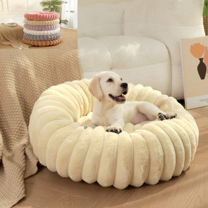 High Weight Pet Nest Straight Rabbit Plush Mat Round Long Hair Cat Nest Warm Winter Dog Bed Kennel