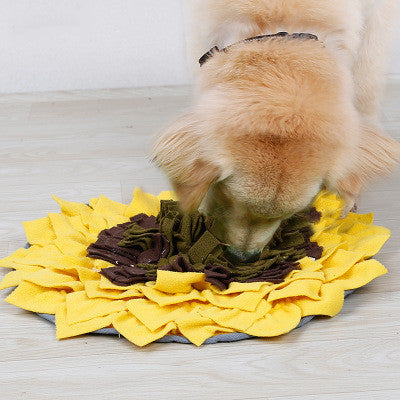 Pet sniffing pad Sunflower flower sniffing blanket Puzzle anti-mite food training dog yoga mat slow food dog bowl
