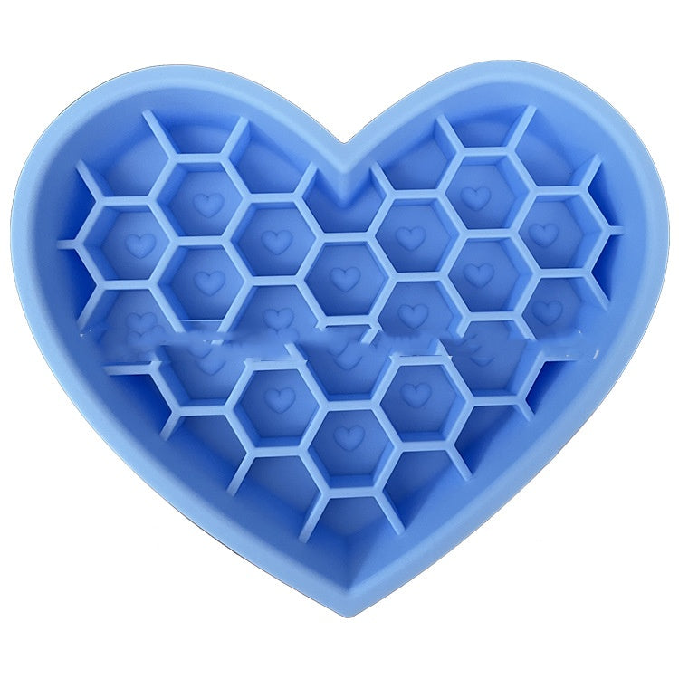 Honeycomb Heart-shaped Edible Silicon Easy To Clean And Durable Dog Bowl