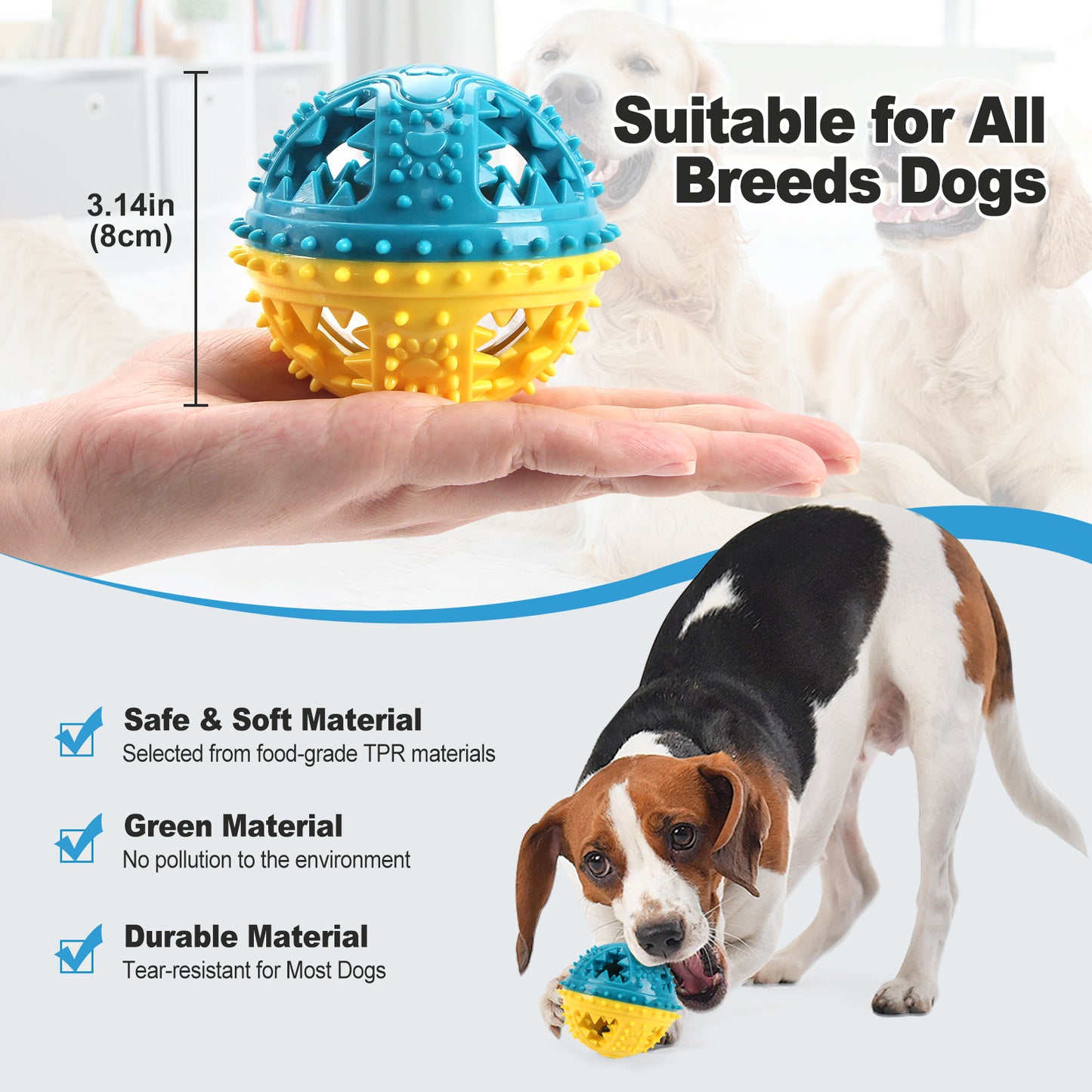 Dog Chew Toys Grinding Teeth Sound Ball Toys Leaking Food Balls Anti Bite Interactive Training Cleaning Teeth Toys Pet Products