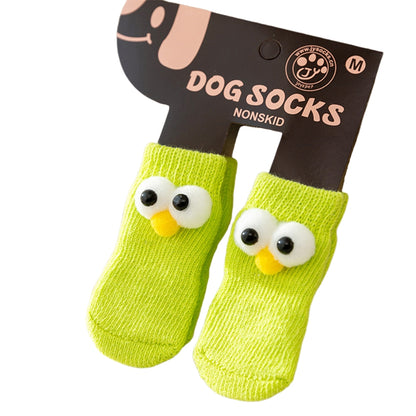 Dog All-season Universal Socks, Cute Big Eyes, Adorable Pet Cartoon Knitted Cat Anti-slip And Warm Dog Cotton Socks