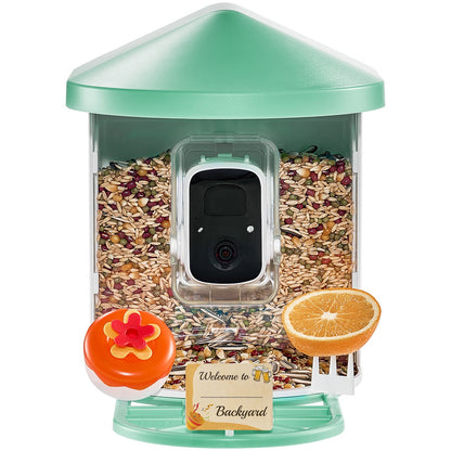 VEVOR Smart Bird Feeder With Camera 2K HD AI Identify Bird Species Auto Capture