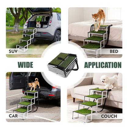 Foldable Dog Ramp For Cars, SUVs, Trucks, Portable Pet Dog Stairs For Large Dogs With Non-Slip Surface  Reinforced Design, Lightweight Yet Sturdy Supports Up To 250lbs