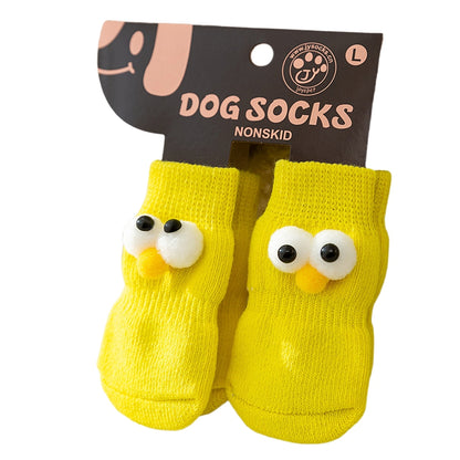 Dog All-season Universal Socks, Cute Big Eyes, Adorable Pet Cartoon Knitted Cat Anti-slip And Warm Dog Cotton Socks