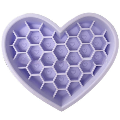 Honeycomb Heart-shaped Edible Silicon Easy To Clean And Durable Dog Bowl