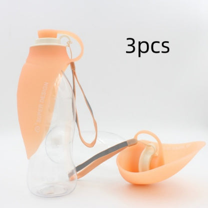 Portable Pet Water Dispenser Feeder Leak Proof With Drinking Cup Dish Bowl Dog Water Bottle