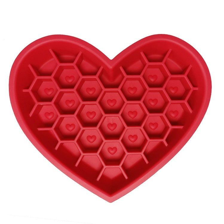 Honeycomb Heart-shaped Edible Silicon Easy To Clean And Durable Dog Bowl
