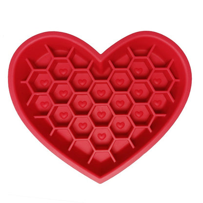 Honeycomb Heart-shaped Edible Silicon Easy To Clean And Durable Dog Bowl