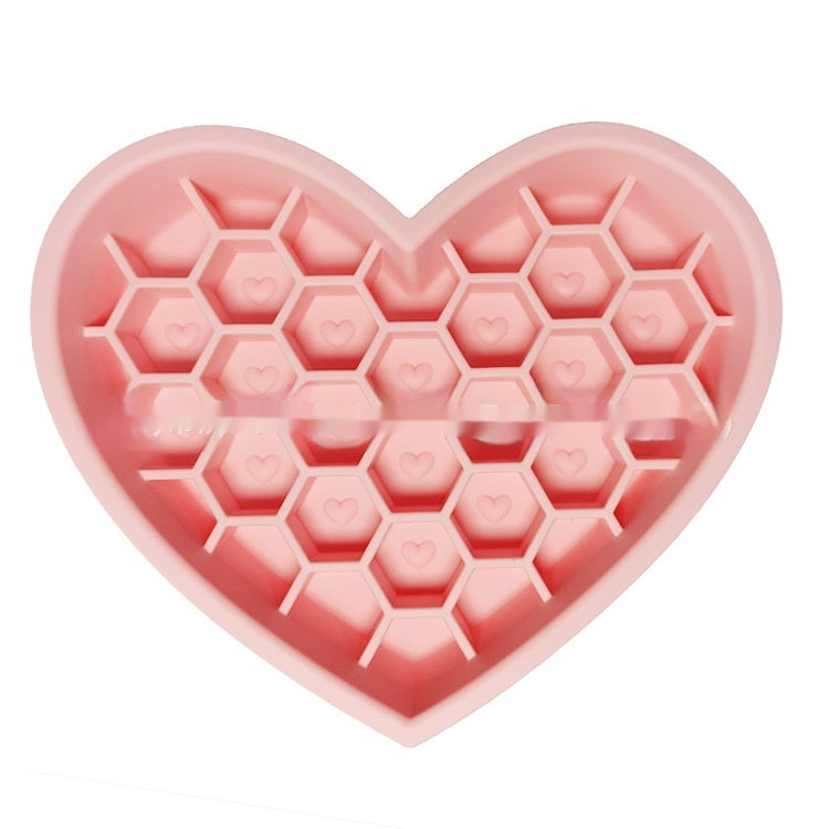 Honeycomb Heart-shaped Edible Silicon Easy To Clean And Durable Dog Bowl