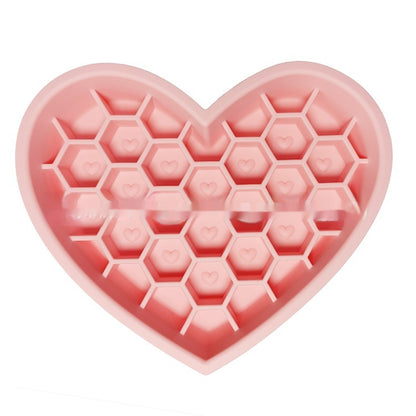 Honeycomb Heart-shaped Edible Silicon Easy To Clean And Durable Dog Bowl