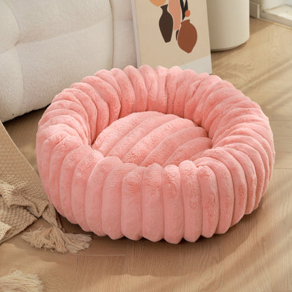 High Weight Pet Nest Straight Rabbit Plush Mat Round Long Hair Cat Nest Warm Winter Dog Bed Kennel