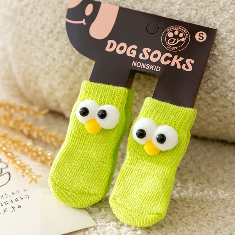 Dog All-season Universal Socks, Cute Big Eyes, Adorable Pet Cartoon Knitted Cat Anti-slip And Warm Dog Cotton Socks