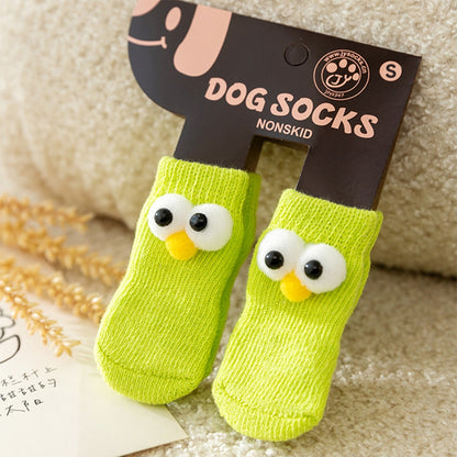 Dog All-season Universal Socks, Cute Big Eyes, Adorable Pet Cartoon Knitted Cat Anti-slip And Warm Dog Cotton Socks