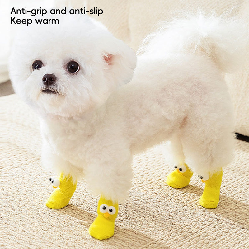 Dog All-season Universal Socks, Cute Big Eyes, Adorable Pet Cartoon Knitted Cat Anti-slip And Warm Dog Cotton Socks
