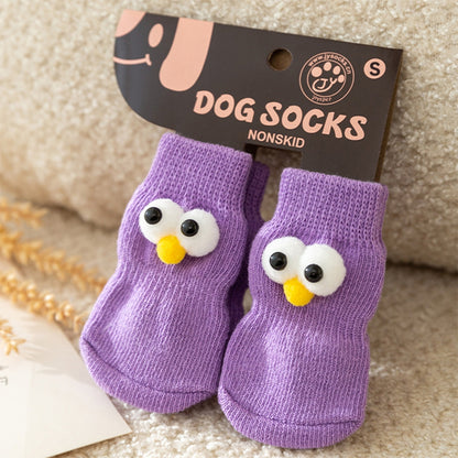 Dog All-season Universal Socks, Cute Big Eyes, Adorable Pet Cartoon Knitted Cat Anti-slip And Warm Dog Cotton Socks