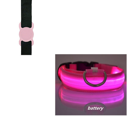 New Transparent Silicone Locator For Dog Loss Protection LED Pet Dog Luminous Collar Night Safety Flashing Glow Set
