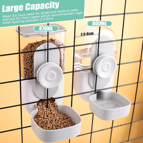 Hanging Automatic Pet Food And Water Dispenser Auto Gravity Rabbit Ferret Bunny Hedgehog Feeder And Water Dispenser Sets Cat Dog Food And Water Dispenser Food Bowl For Cage Hanging