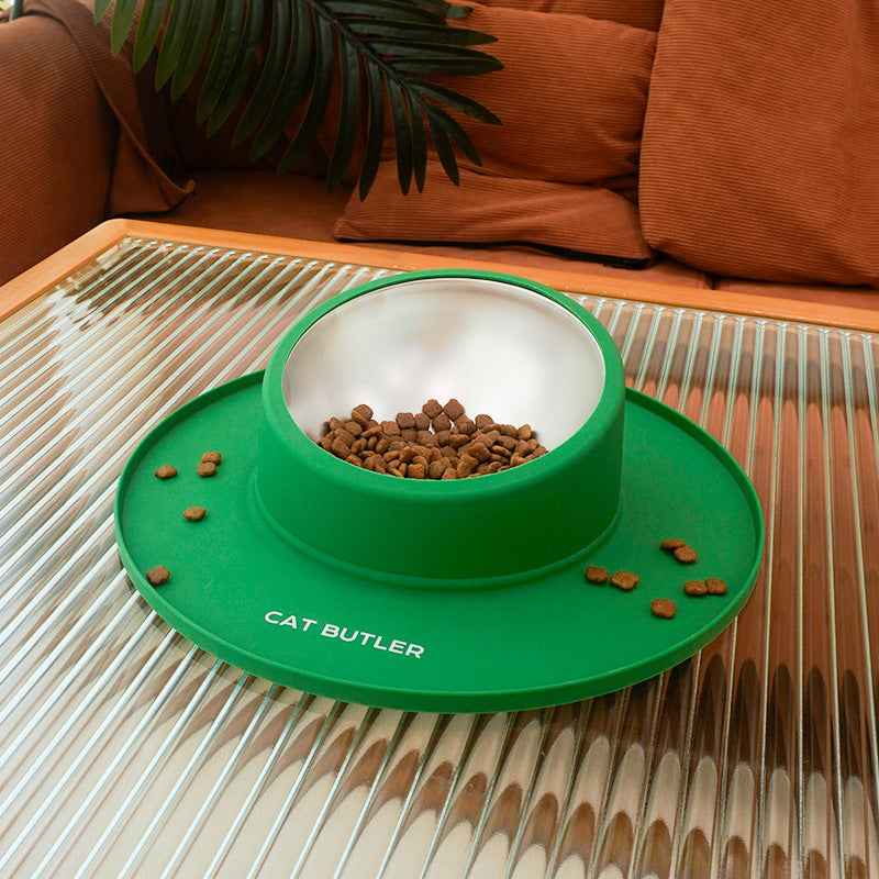 Cat And Dog Bowl Silicone Stainless Steel Pet Non-slip Leak-proof