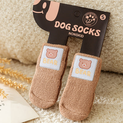 Dog All-season Universal Socks, Cute Big Eyes, Adorable Pet Cartoon Knitted Cat Anti-slip And Warm Dog Cotton Socks